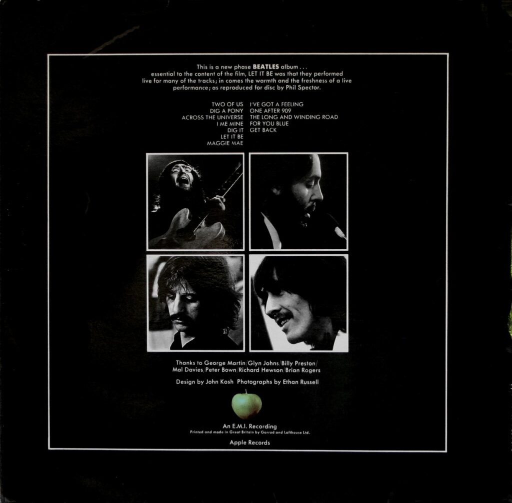 Back sleeve — Let It Be – 2 press