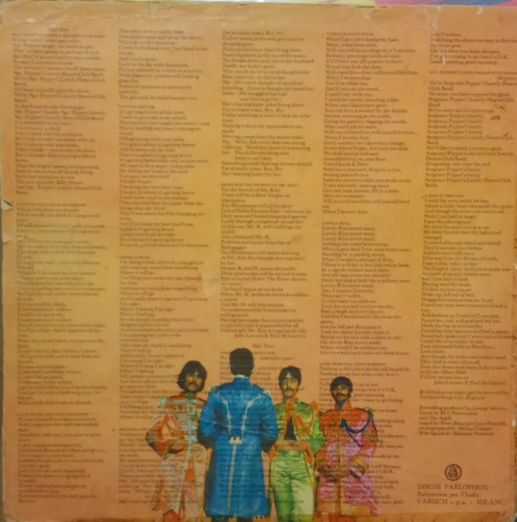 Back sleeve — Sgt Pepper’s Lonely Hearts Club Band
