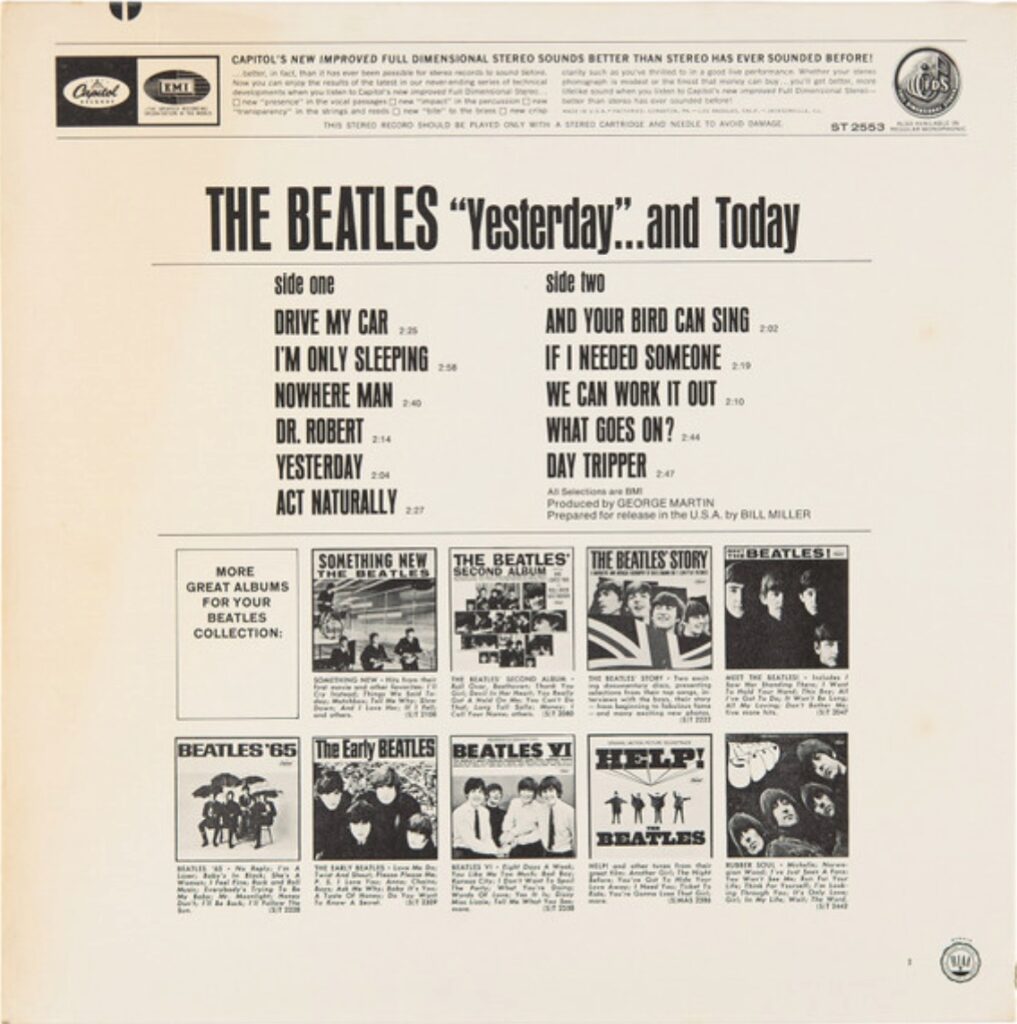 Back sleeve — Yesterday And Today
